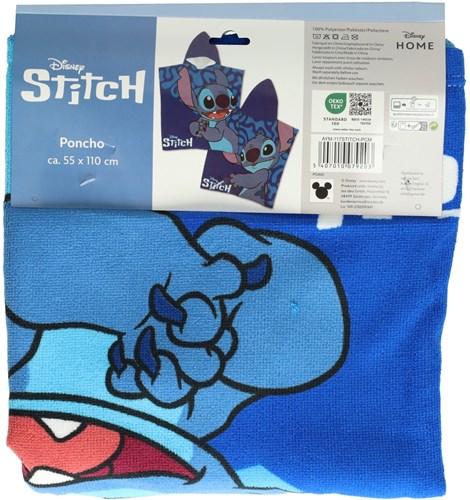 Towel poncho Stitch blue 55x110cm - kids bath poncho towel-2
