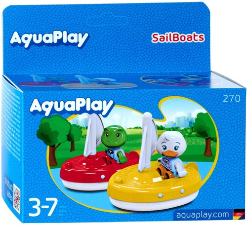 Aquaplay sailboats toy - 2 pieces with figures for bath and water track