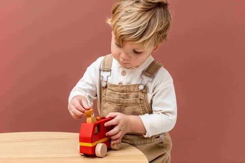 Trixie wooden fire truck - sustainable toy vehicle for toddlers-3