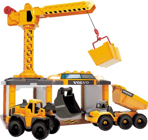 Dickie construction station toy with crane, light and sound - Volvo vehicles-2