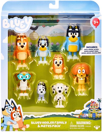 Spectron Bluey play figures family and friends 8 pieces toy set