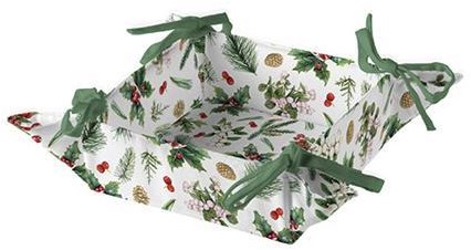 Ambiente Bread Basket cotton Winter greenery white - stylish table accessory