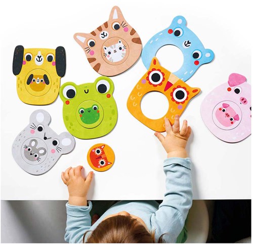 Banana Panda puzzle set animals with babies - educational cardboard toy-3