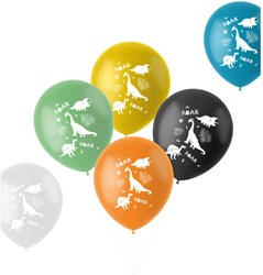 Folat balloons dinosaur latex 33 cm 6 pieces colorful party