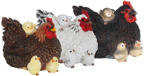 Esschert Design garden statue hen with chicks polyresin decoration