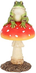 Esschert Design decorative statue fly agaric with frog red polyresin