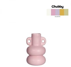 Chubby candle holder pink vase ceramic 12cm trendy design