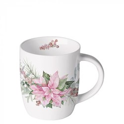 Ambiente ceramic mug 200ml pink poinsettia Christmas coffee mug