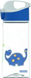 SIGG kids water bottle Dino 0.45L - Tritan - transparent blue - with straw