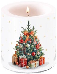 Ambiente candle Christmas tree decoration small - white pillar candle