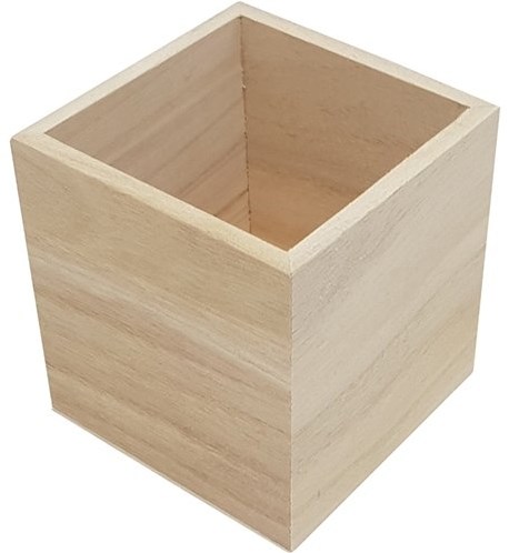 Playwood pencil holder wood square natural for kids and adults-2