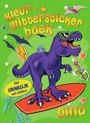 Mondikaarten dinosaur colouring book with glitter stickers - creative toy