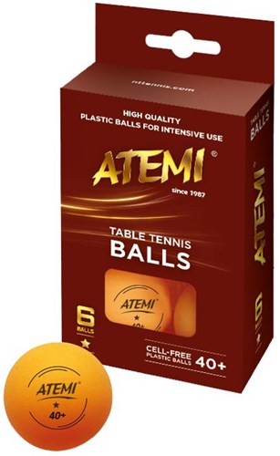Atemi table tennis ball orange 1 star - set of 6 - sports toy