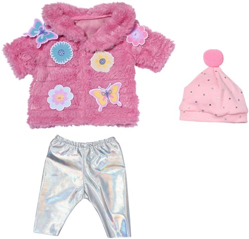 BABY born doll clothing teddy coat pink 43cm - soft jacket for doll