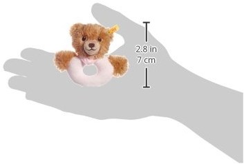Steiff plush rattle grip toy Sleep well bear, pink - 12 cm baby toy-3