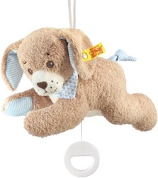 Steiff musical cuddly toy good night dog plush music box blue 22 cm