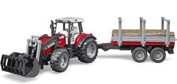 Bruder Massey Ferguson 7480 with trailer and logs (02046)