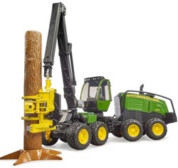 Bruder John Deere Harvester 1270G toy forestry machine with log