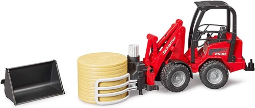Bruder compact loader 2630 toy tractor with bale grabber and hay bale