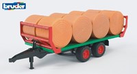 Bruder bale transporter toy trailer with 8 straw bales 1:16 green