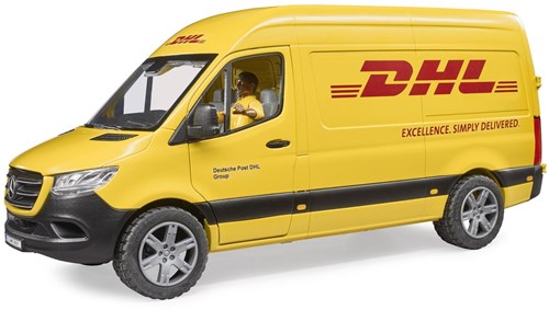 Bruder Mercedes Benz Sprinter DHL toy van with driver and parcels
