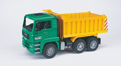Bruder MAN dump truck toy green 1:16 for kids construction