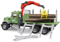 Bruder MACK truck timber transport with crane and 3 logs