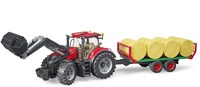 Bruder tractor Case IH Optum 300CVX with bale trailer farm toy