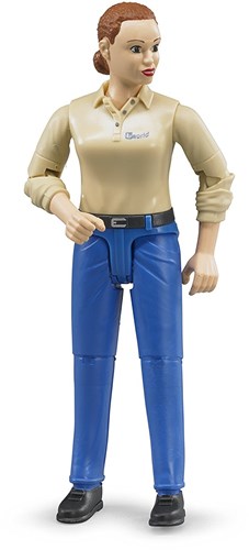 Bruder play figure woman fair skin blue trousers 10.7cm toy