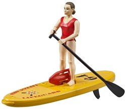 Bruder play figure lifeguard with stand up paddle board toy