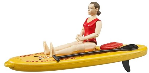 Bruder play figure lifeguard with stand up paddle board toy-2