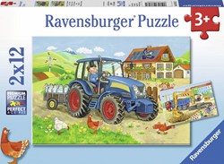 Ravensburger puzzle construction site and farm - kids puzzle 2x12 pieces cardboard