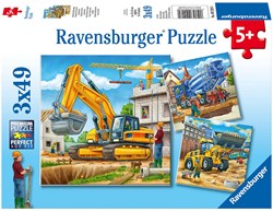 Ravensburger construction vehicles puzzle - kids jigsaw 3x49 pieces cardboard