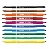 Stabilo felt tip pens Trio 2 in 1 with fine and broad tip - case 10 colours