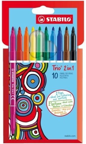 Stabilo felt tip pens Trio 2 in 1 with fine and broad tip - case 10 colours-2