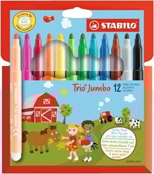 STABILO Trio Jumbo - felt pen - with extra thick tip 3.0 mm - case with 12 colours