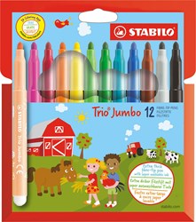 Stabilo felt-tip pen Trio Jumbo with extra thick tip 3.0 mm - case 12 colours