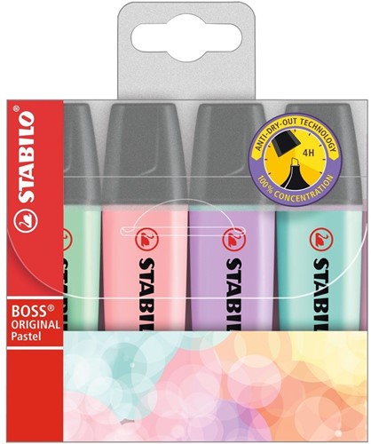STABILO BOSS ORIGINAL marker 4 pc(s) Lilac,Mint,Pink,Turquoise Chisel tip