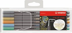 STABILO metallic felt-tip pens set of 6 - Pen 68 for creative drawing