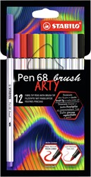 Stabilo brush felt-tip pens - ARTY case with 12 premium brush tip colours
