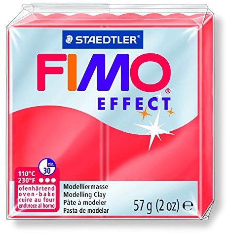 Fimo effect boetseerklei 57g transparant rood