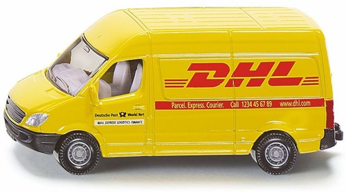 Siku toy car DHL delivery van yellow with rubber tires