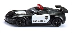 Siku Chevrolet Corvette ZR1 police car metal plastic black-white USA design