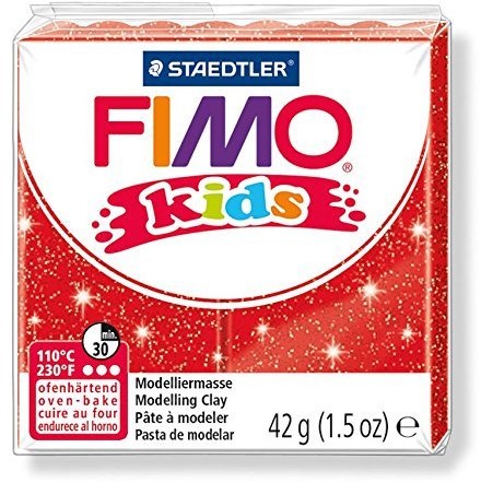 Fimo kids boetseerklei 42g glitter rood