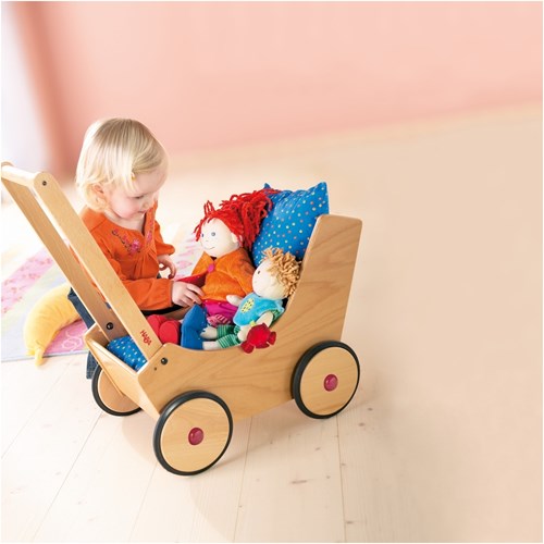 Haba wooden doll stroller - natural adjustable handle sustainable-2