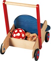 Haba wooden walker push cart red blue for toddlers