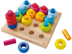 Haba wooden pegging game color rings Montessori toy for toddlers