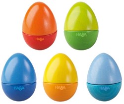 Haba Musical Eggs wooden toy instrument set of 5 for kids music fun
