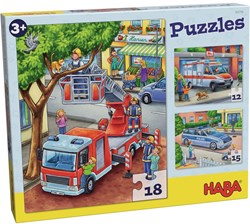 Haba puzzle toy - police, fire brigade and rescue - educational