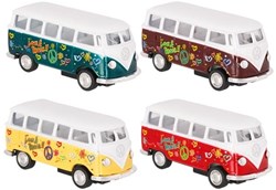 Goki Volkswagen bus toy car with pull-back motor 1:64 metal